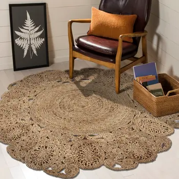 6' Natural Jute Hand Braided Round Rug