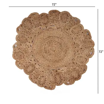 6' Natural Jute Hand Braided Round Rug