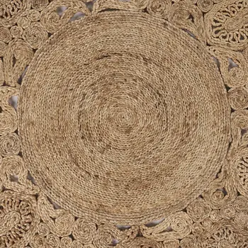 8' Natural Jute Hand Braided Round Rug