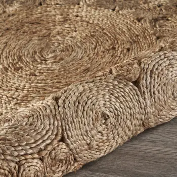 5' X 5' Natural Jute Hand Braided Area Rug