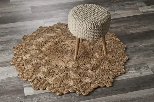 5' X 5' Natural Jute Hand Braided Area Rug