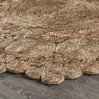 8' Natural Jute Hand Braided Round Rug
