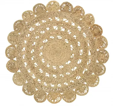 5' X 5' Natural Jute Hand Braided Area Rug