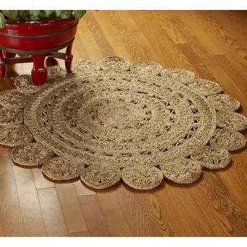 5' X 5' Natural Jute Hand Braided Area Rug