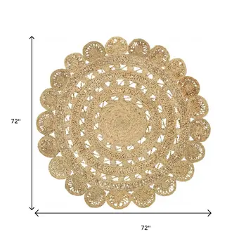 6' Natural Jute Hand Braided Round Rug