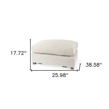 26" Beige Fabric and Brown Cocktail Ottoman