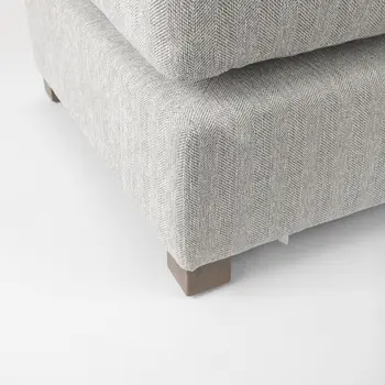 26" Light Gray Fabric and Brown Cocktail Ottoman