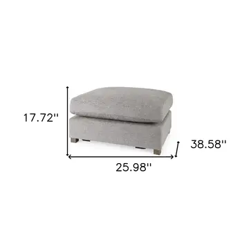 26" Gray Fabric and Brown Cocktail Ottoman