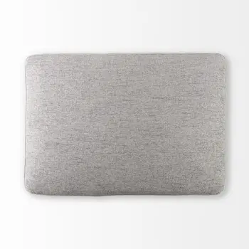 26" Gray Fabric and Brown Cocktail Ottoman
