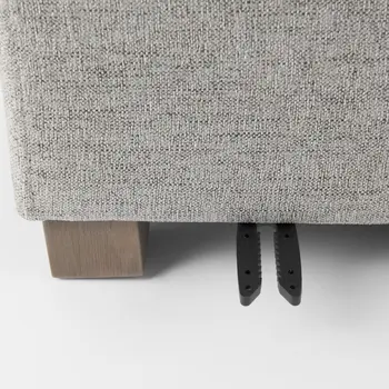 26" Gray Fabric and Brown Cocktail Ottoman