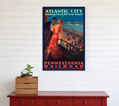 Vintage 1935 Atlantic City Travel Unframed Print Wall Art