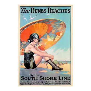 Dunes Beaches Vintage Travel Unframed Print Wall Art