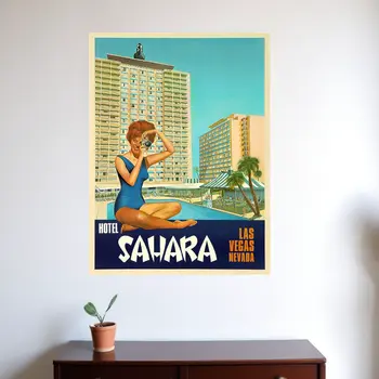 24" X 30" Hotel Sahara C1960S Las Vegas Vintage Travel Poster Wall Art