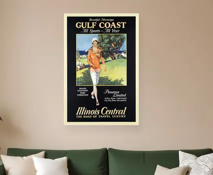 Gulf Coast Golf 1932 Vintage Travel Unframed Print Wall Art