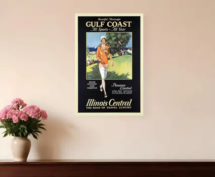 Gulf Coast Golf 1932 Vintage Travel Unframed Print Wall Art