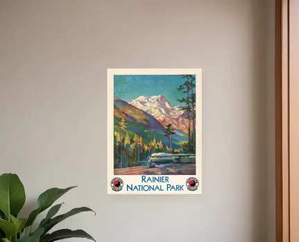 11" X 14" Rainier National Park C1920S Vintage Travel Poster Wall Art