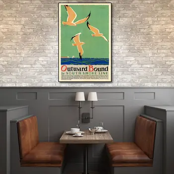 24" X 36" Birds Over Lake Michigan C1929 Vintage Travel Poster Wall Art