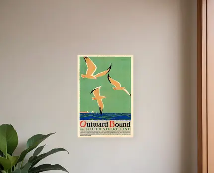 9" X 12" Birds Over Lake Michigan C1929 Vintage Travel Poster Wall Art