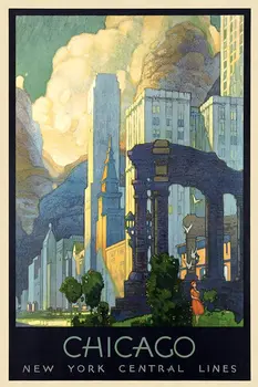 Vintage 1929 Chicago Vacation Travel Unframed Print Wall Art