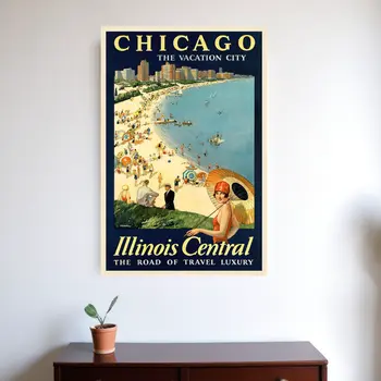 Vintage 1929 Chicago Vacation Travel Unframed Print Wall Art