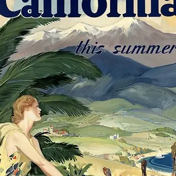 Vintage 1934 California Travel Unframed Print Wall Art