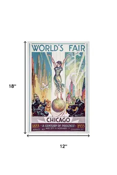 12" x 18" Vintage 1933 Chicago Worlds Fair Wall Art