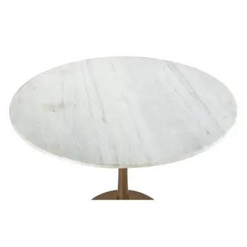 36" Modern White Marble and Burnished Gold Pedestal Bistro Table