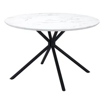 47" White And Black Rounded Steel Dining Table