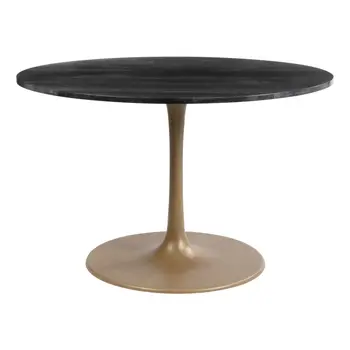 47" Gold Rounded Steel Pedestal Base Dining Table