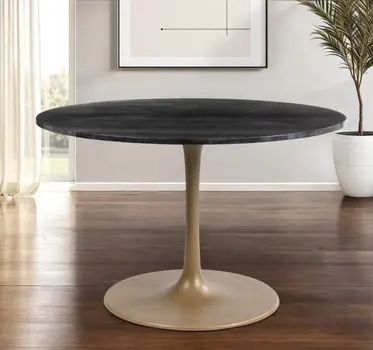 47" Gold Rounded Steel Pedestal Base Dining Table