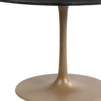 47" Gold Rounded Steel Pedestal Base Dining Table