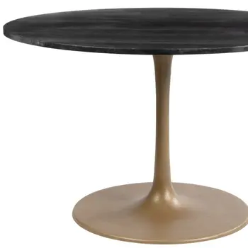47" Gold Rounded Steel Pedestal Base Dining Table