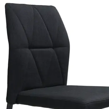 Set of Four Tufted Black Upholstered Fabric Dining Side Chairs