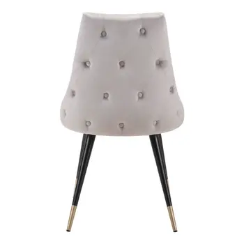 Set of Two Tufted Gray And Black Upholstered Velvet Windsor Back Dining Side Chairs