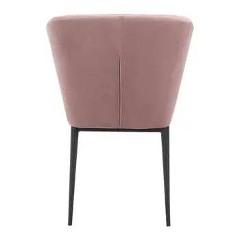 Set of Two Tufted Pink and Black Upholstered Velvet Wing Back Dining Side Chairs