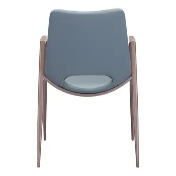 Set of Two Gray And Brown Upholstered Faux Leather Open Back Dining Arm Chairs
