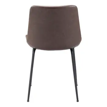 Set of Two Brown And Black Upholstered Faux Leather Dining Side Chairs