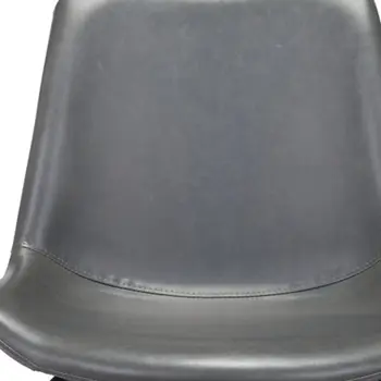 Set of Two Gray And Black Upholstered Faux Leather Dining Side Chairs