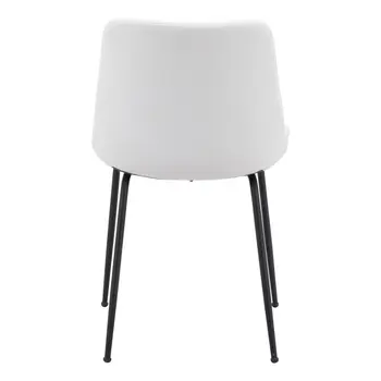 Set of Two White And Black Upholstered Faux Leather Dining Side Chairs