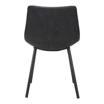 Set of Two Black Upholstered Faux Leather Dining Side chairs
