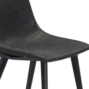 Set of Two Black Upholstered Faux Leather Dining Side chairs