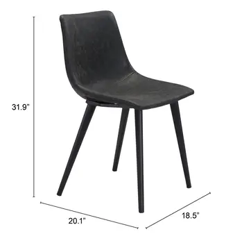 Set of Two Black Upholstered Faux Leather Dining Side chairs