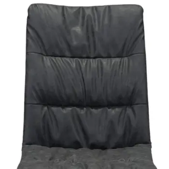 Set of Two Tufted Black Upholstered Faux Leather Dining Side Chairs