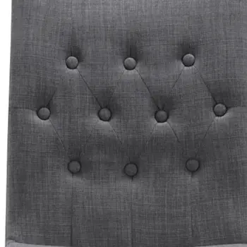 Set of Two Tufted Gray And Brown Upholstered Fabric Dining Side Chairs