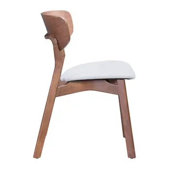 Set of Two Gray And Brown Upholstered Fabric Open Back Dining Side Chairs