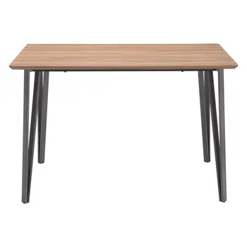 55" Brown And Gray Wood And Steel Dining Table