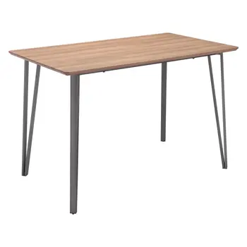 55" Brown And Gray Wood And Steel Dining Table