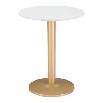 24" Gold And White Round End Table
