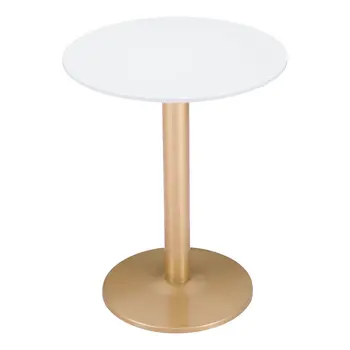 24" Gold And White Round End Table