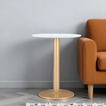 24" Gold And White Round End Table